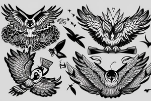 flying owl tattoo idea
