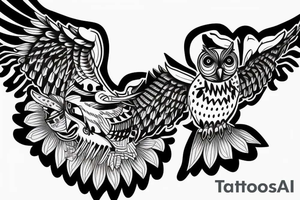 flying owl tattoo idea
