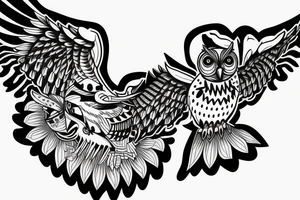 flying owl tattoo idea