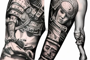 Gladiator fighting on forearm tattoo idea