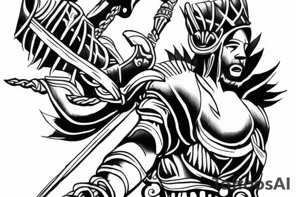 Gladiator fighting on forearm tattoo idea
