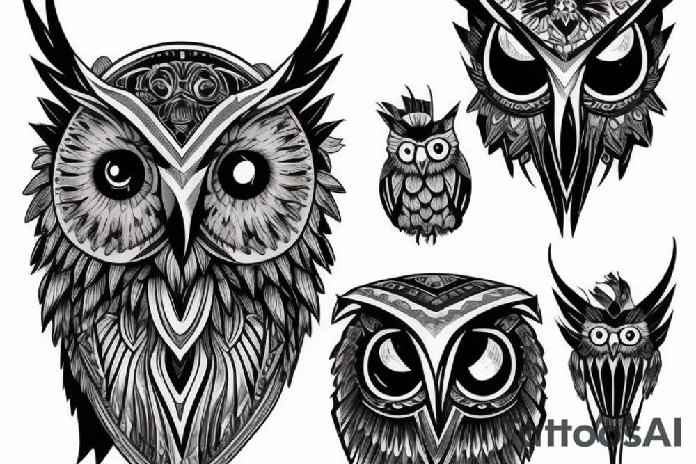 shoulder owl armor tattoo idea