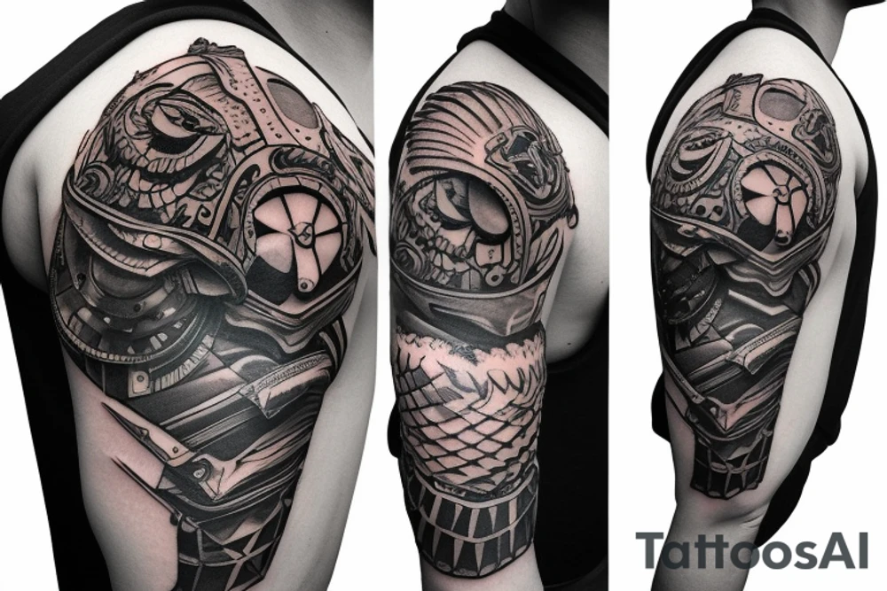 shoulder owl armor tattoo idea