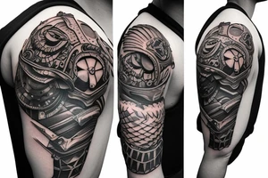 shoulder owl armor tattoo idea