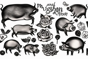 Mashroom and pig and 1325 tattoo idea