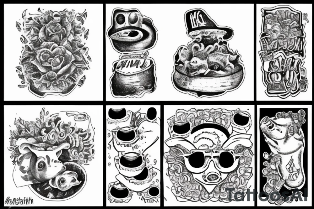 Mashroom and pig and 1325 tattoo idea