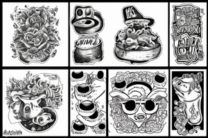 Mashroom and pig and 1325 tattoo idea
