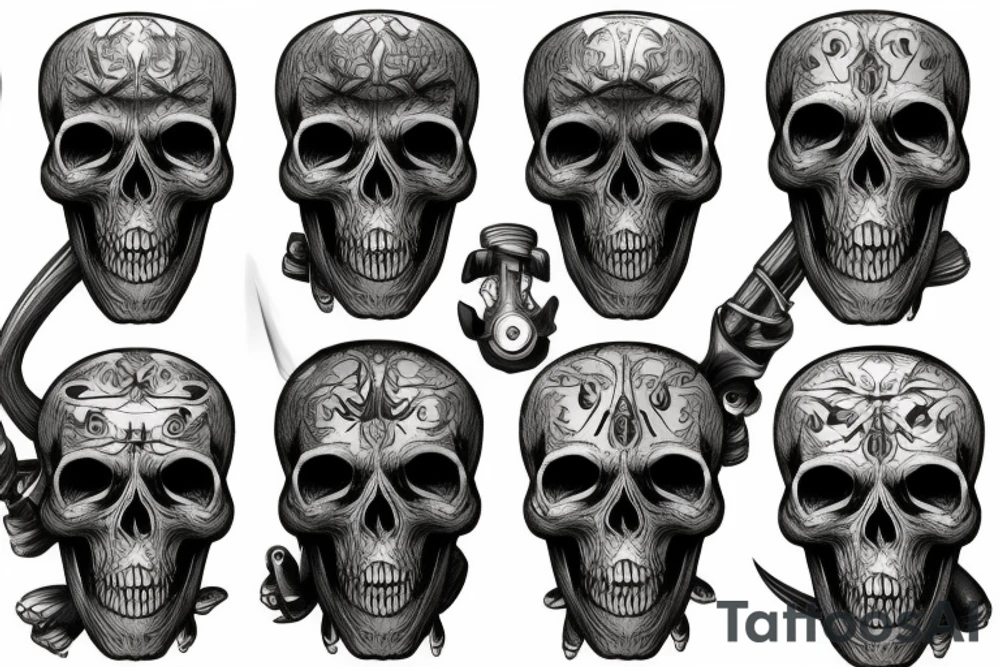 Funny iron skull tattoo idea