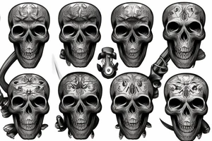 Funny iron skull tattoo idea