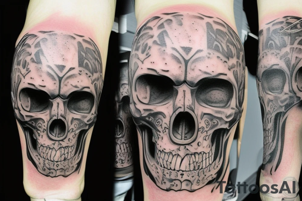 Funny iron skull tattoo idea
