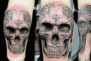 Funny iron skull tattoo idea