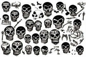 sculls and skeletons tattoo idea