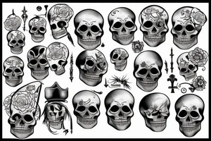 sculls and skeletons tattoo idea