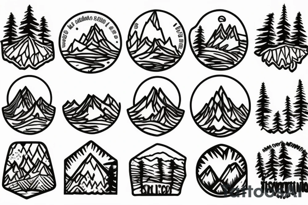 mountains, lake and tree tattoo idea