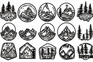 mountains, lake and tree tattoo idea