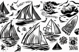 Sailing sea surfing destination get lost and Happy tattoo idea