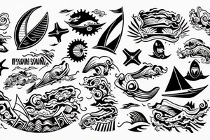 Sailing sea surfing destination get lost and Happy tattoo idea