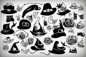 a black cat with hat tattoo idea
