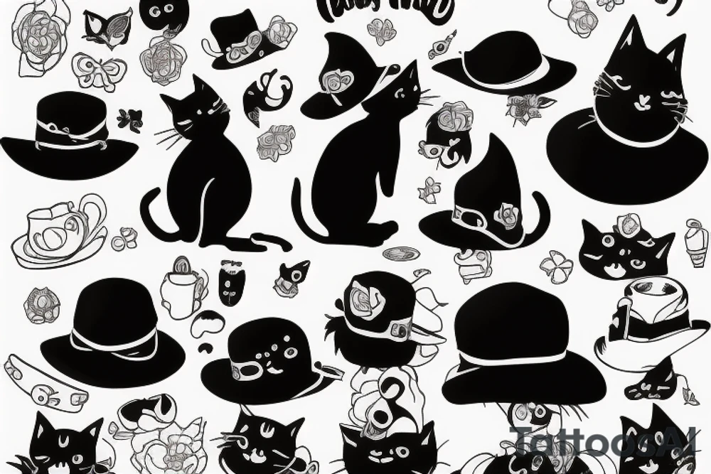 a black cat with hat tattoo idea