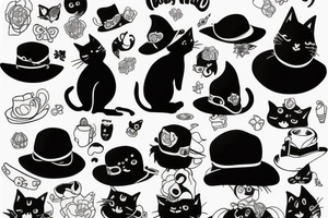 a black cat with hat tattoo idea