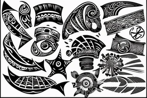 Sailing sea surfing destination get lost and Happy wind connection tattoo idea