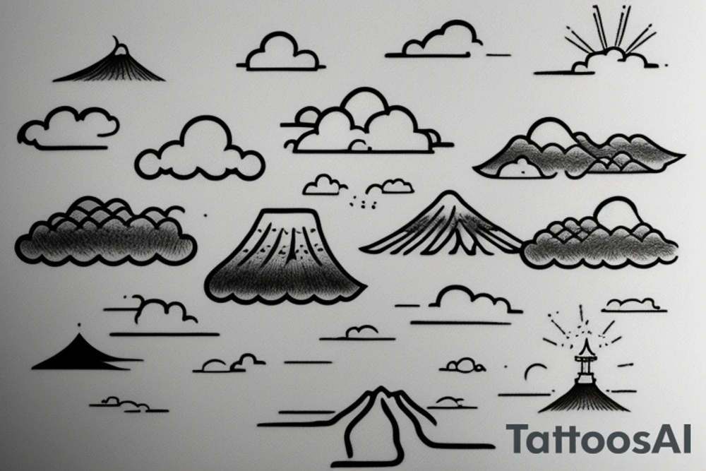 simple clouds in japans style tattoo idea