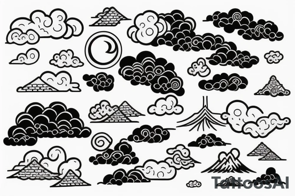 simple clouds in japans style tattoo idea