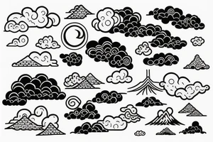simple clouds in japans style tattoo idea