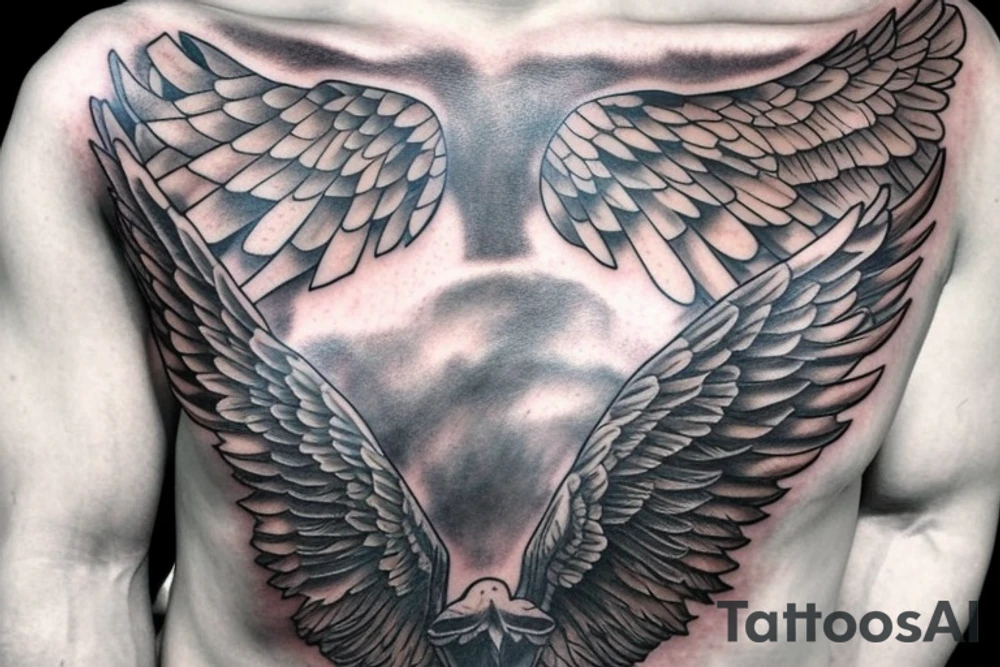 Chest tattoo - wings, Greek mythology, Atlas, ares tattoo idea