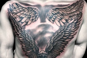 Chest tattoo - wings, Greek mythology, Atlas, ares tattoo idea