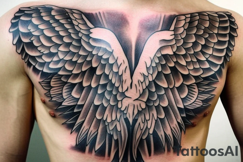 Chest tattoo - wings, Greek mythology, Atlas, ares tattoo idea