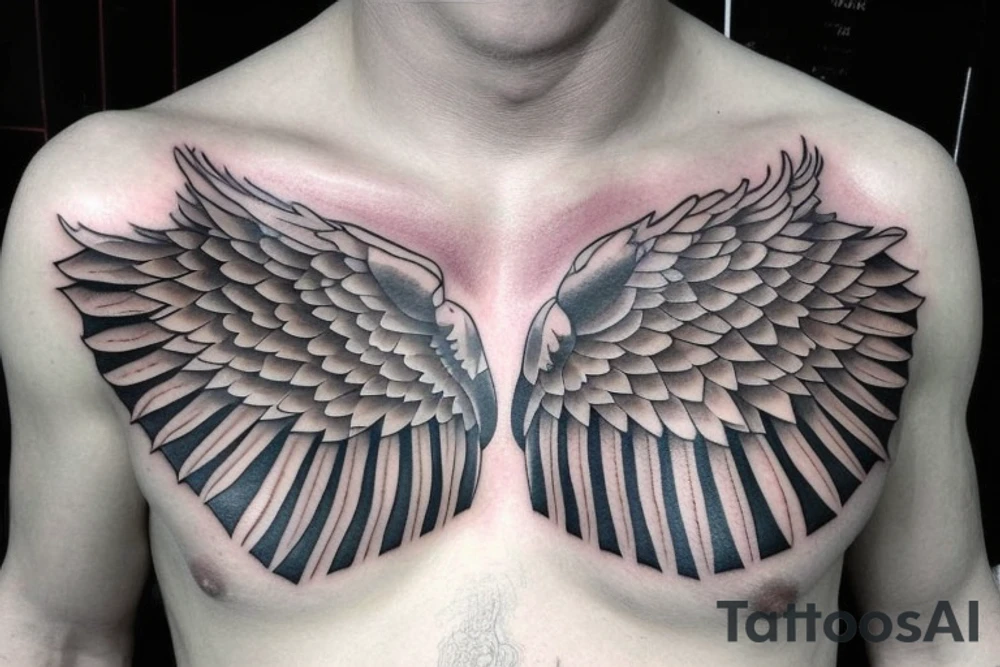 Chest tattoo - wings, Greek mythology, Atlas, ares tattoo idea