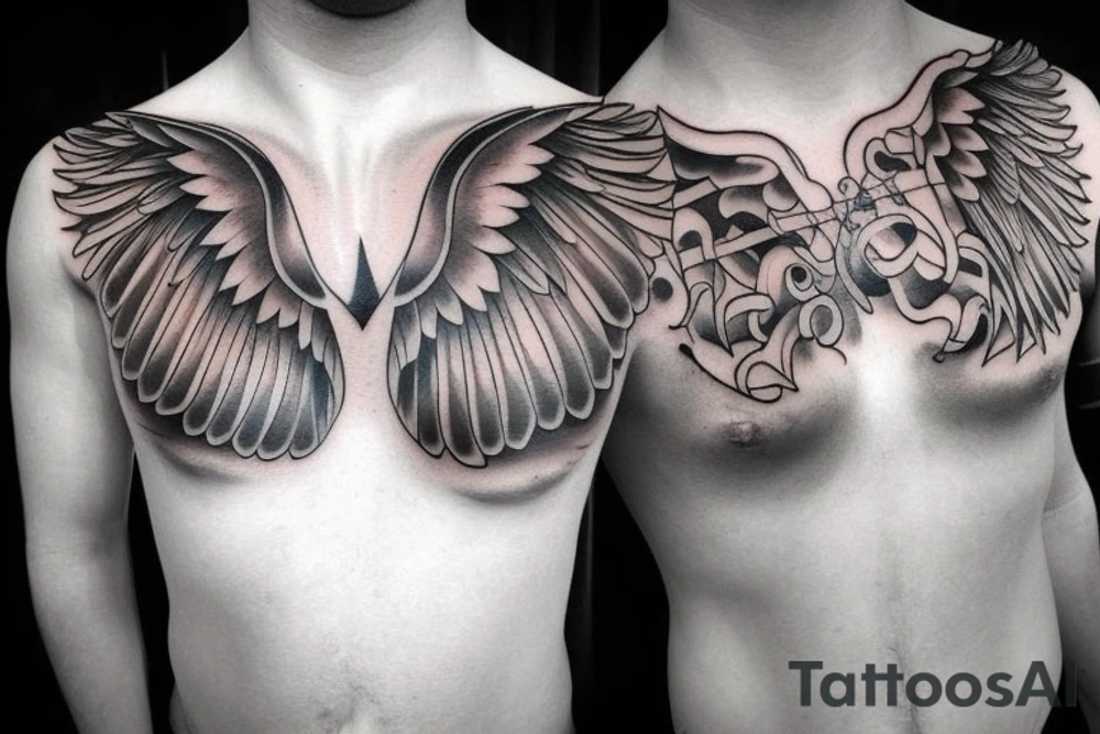 Chest tattoo - wings, Greek mythology, Atlas, ares tattoo idea