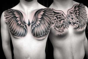 Chest tattoo - wings, Greek mythology, Atlas, ares tattoo idea