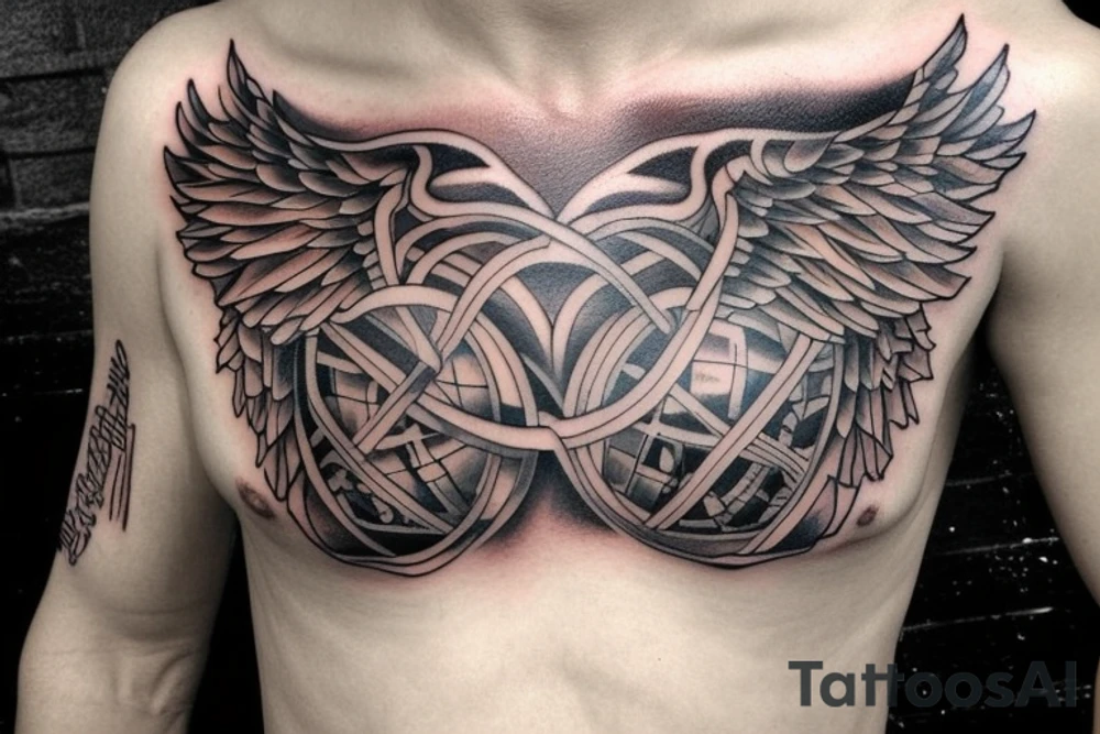 Chest tattoo - wings, Greek mythology, Atlas, ares tattoo idea