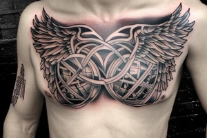 Chest tattoo - wings, Greek mythology, Atlas, ares tattoo idea