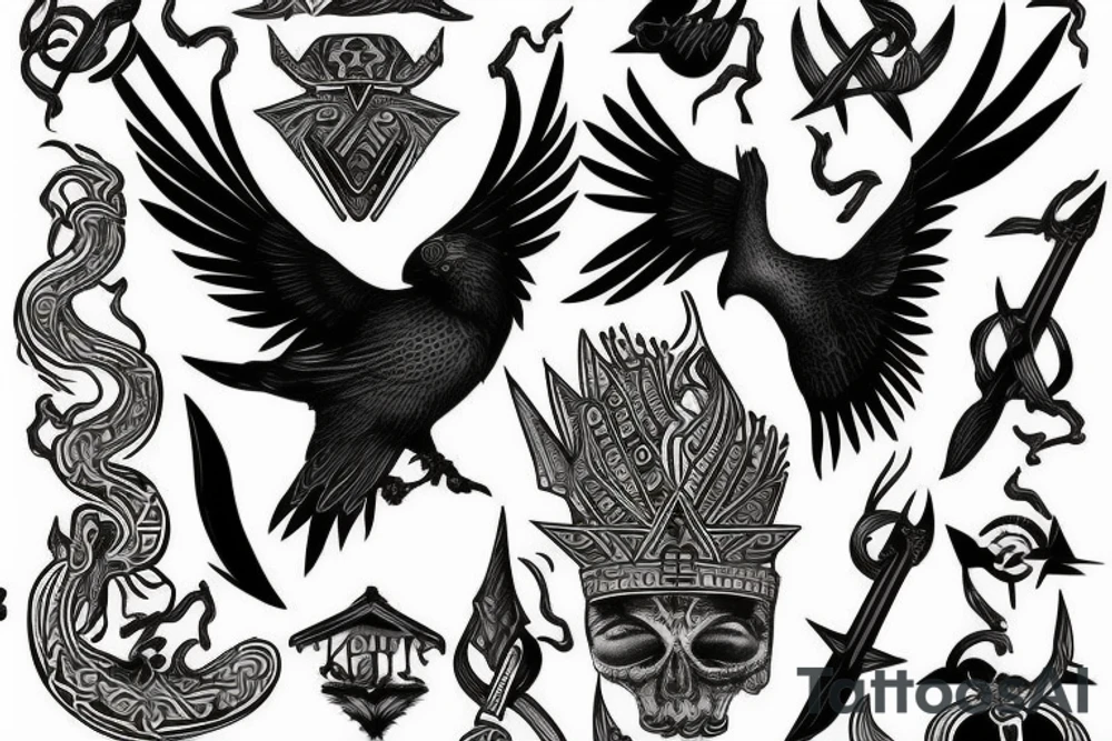 trident raven slavic culture tattoo idea