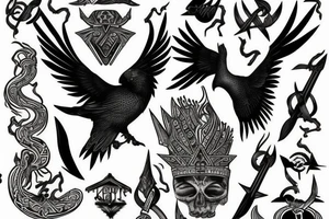 trident raven slavic culture tattoo idea