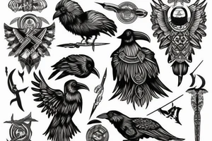 trident raven slavic culture tattoo idea