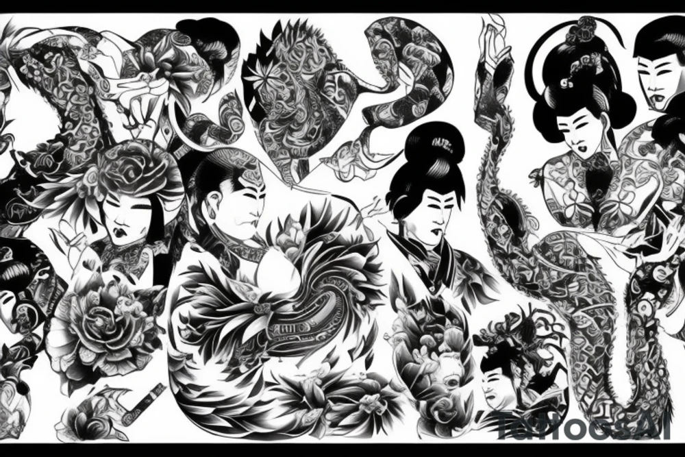 asian style yakuza tattoo idea