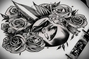 Death sleeping on a bed while having nightmares tattoo idea