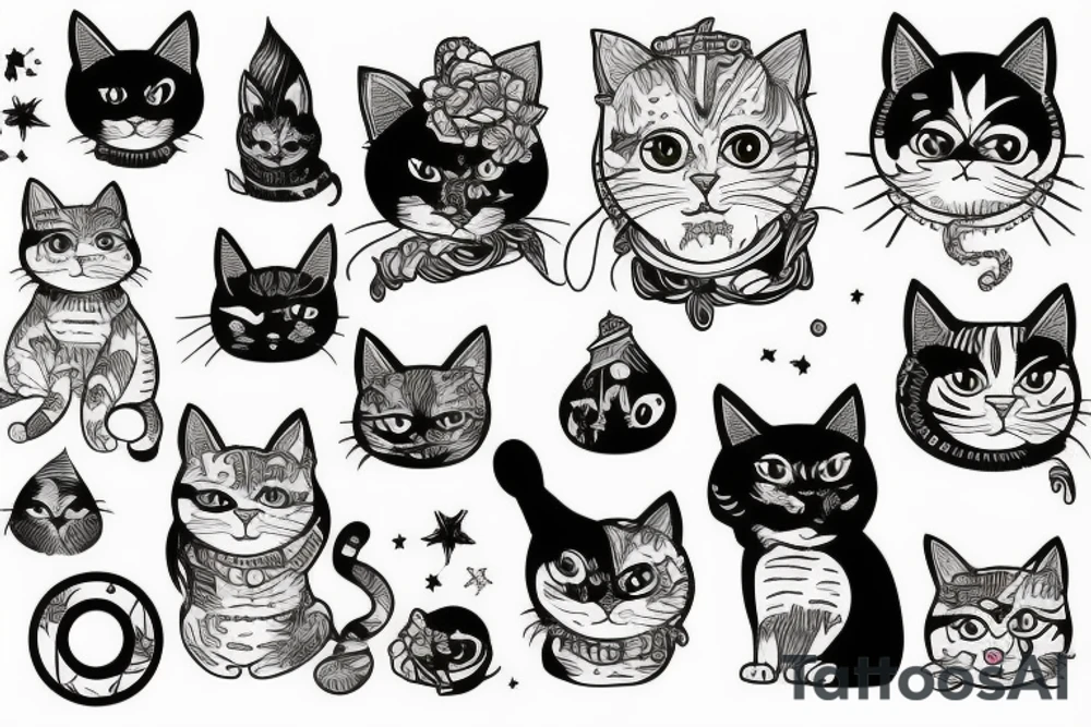 crazy cats tattoo idea