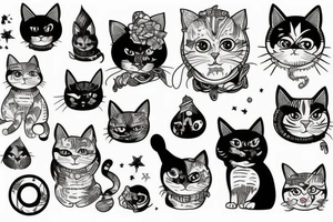 crazy cats tattoo idea