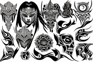 Black tribe tattoo for shoulder and half of chest tattoo idea
