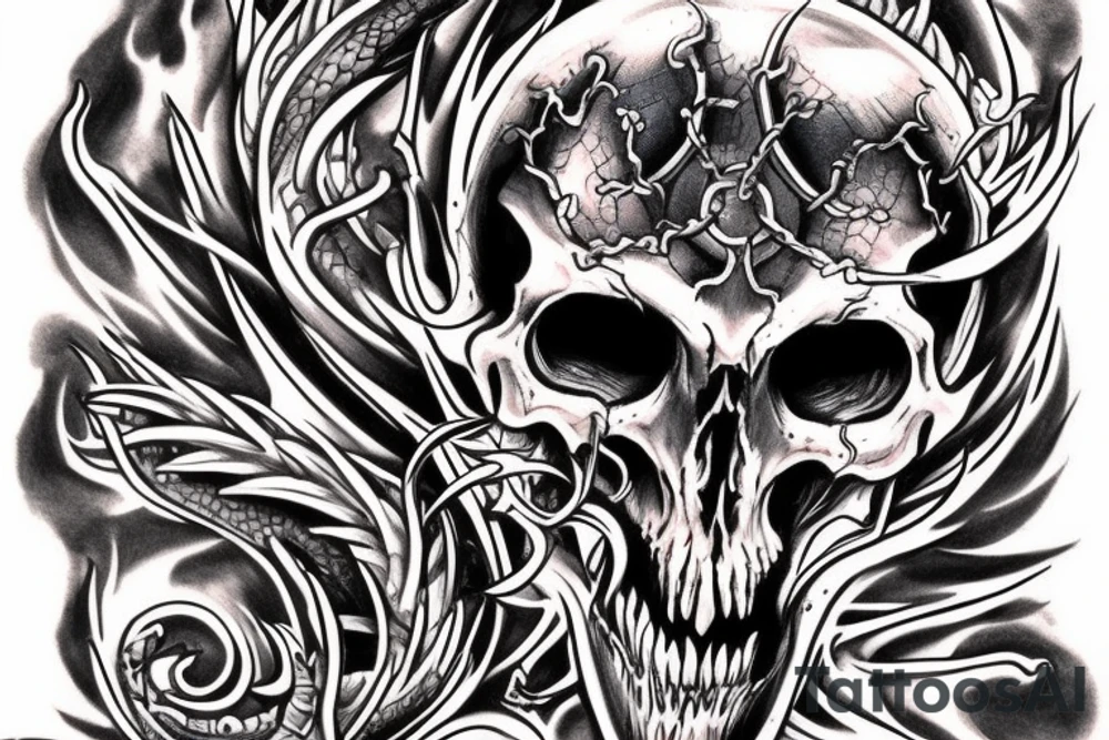 dragon skull tattoo idea