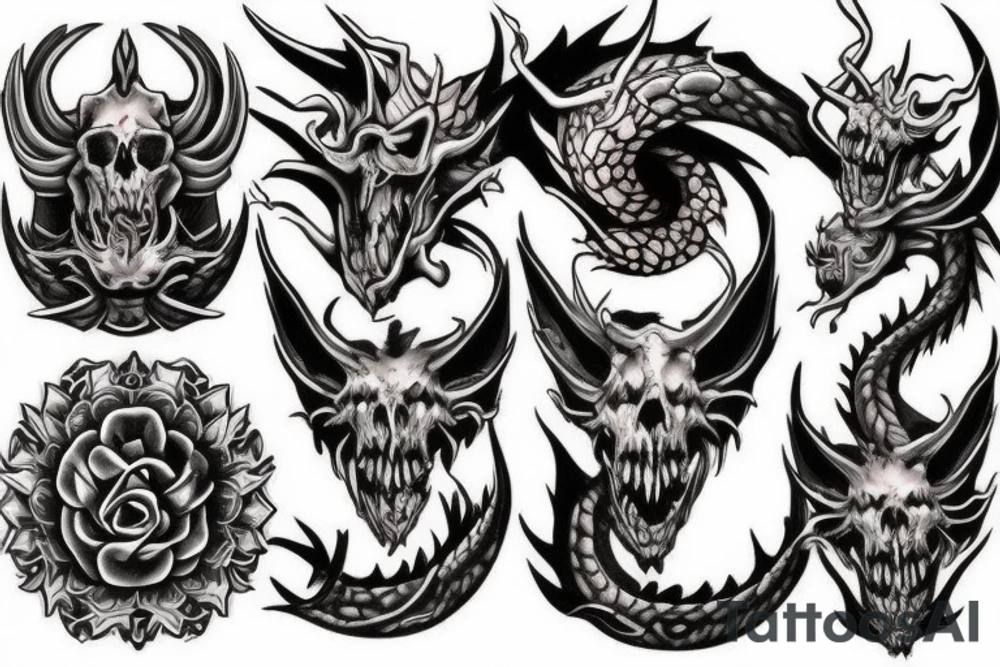 dragon skull tattoo idea