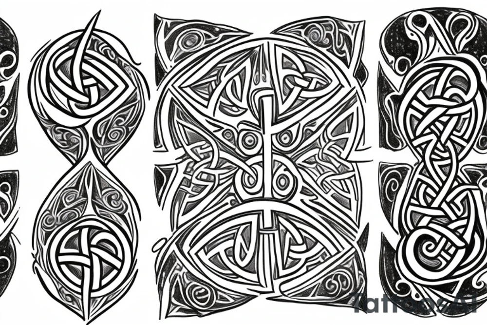 unalome, triquetra tattoo idea
