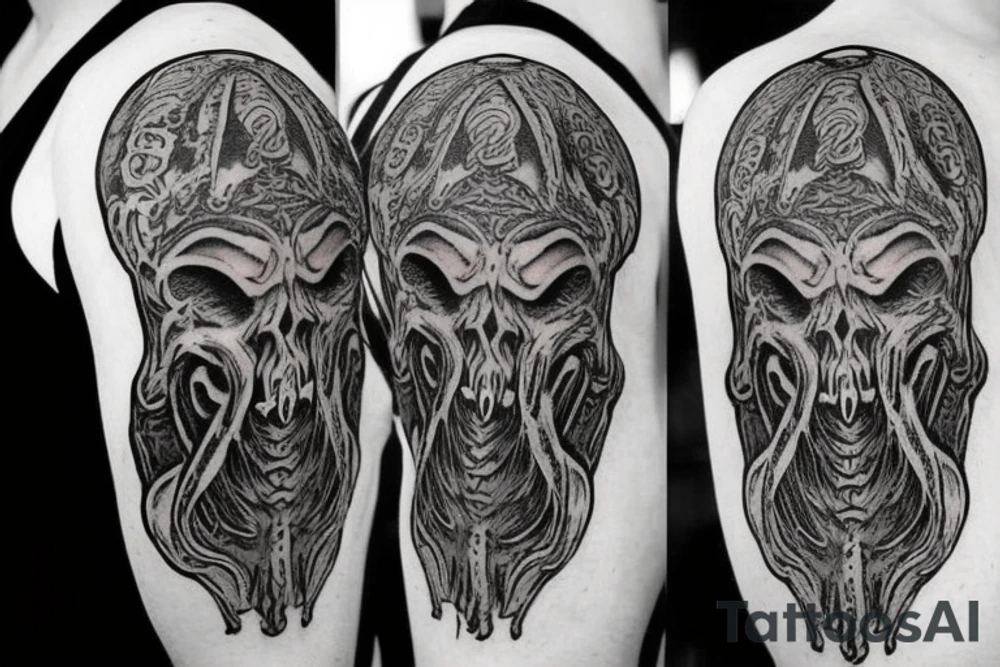 cthulhu lovecraft face tattoo on shoulder tattoo idea