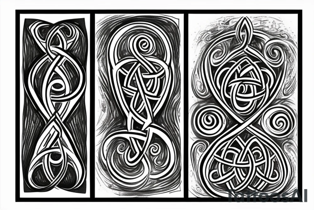 unalome, triquetra tattoo idea