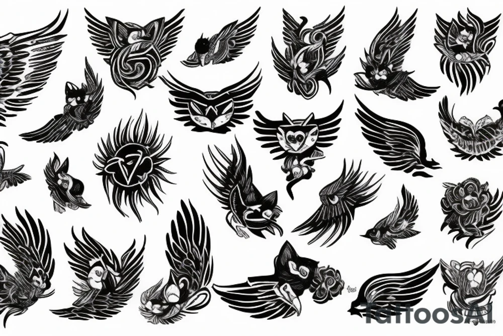 Cat with wings tattoo idea